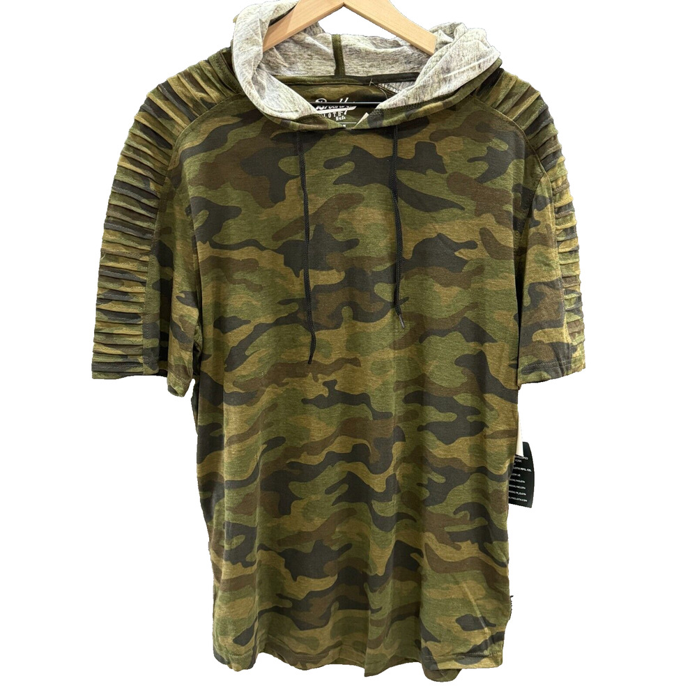 Camo Short Sleeve Hoodie Womens Medium Brooklyn Cloth‎ Green Pullover Streetwear